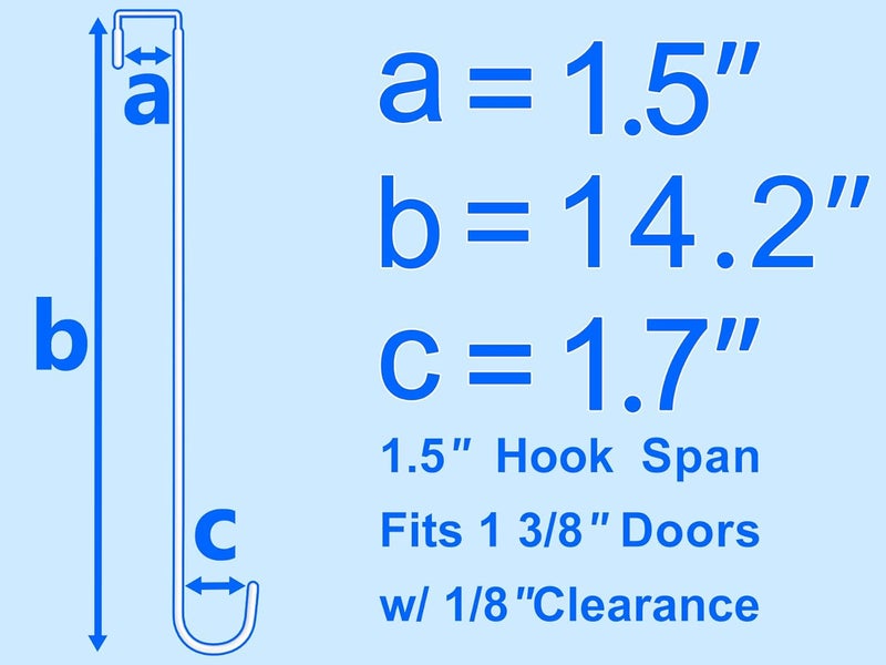 Mars-Rock Over The Door Metal Hooks with Plastic Coating 14.2" Fit 0.5" to 1 3/8" Door 4 Pcs Heavy Duty Single Towel Robe Rack Wreath Bathroom Shower Hanger Shoe Organizer Ironing Board Long White - Image 1